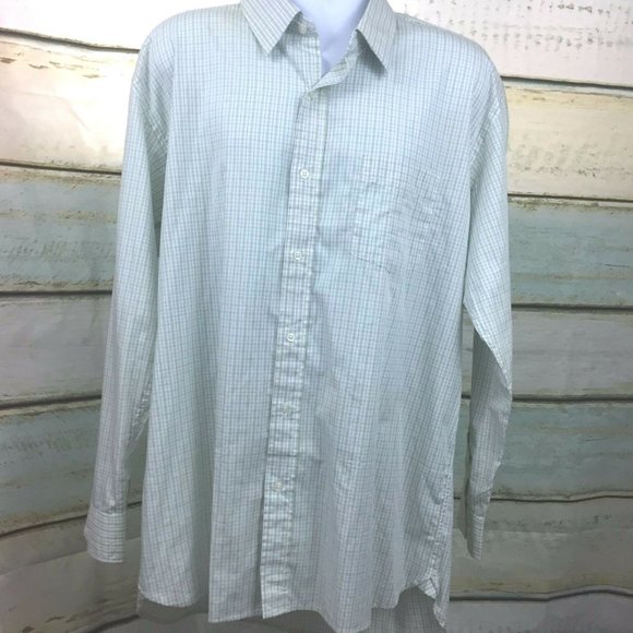 Men's Steve and Barry's Long Sleeve Green Check Button Down Shirt XL 17-17.5 - Picture 5 of 8